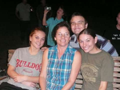 Armstrong, Eva Talbot, with Alia (left) and Armicia, and Eric (back) with Carol in the distance.